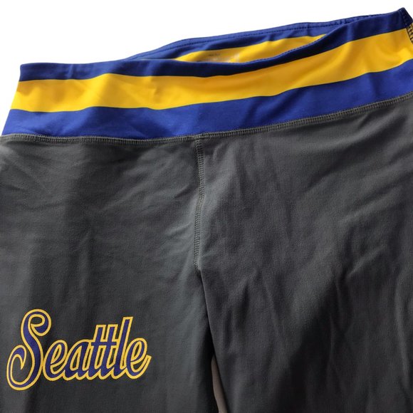 Seattle Mariner's Leggings Crop Spandex Gray Yellow Blue Stripes Elastic Small - Picture 13 of 13